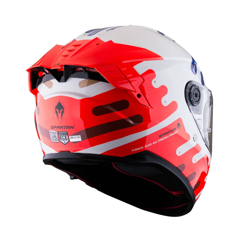 Casco Spartan HAWK SV Blanco Brillo con azul
