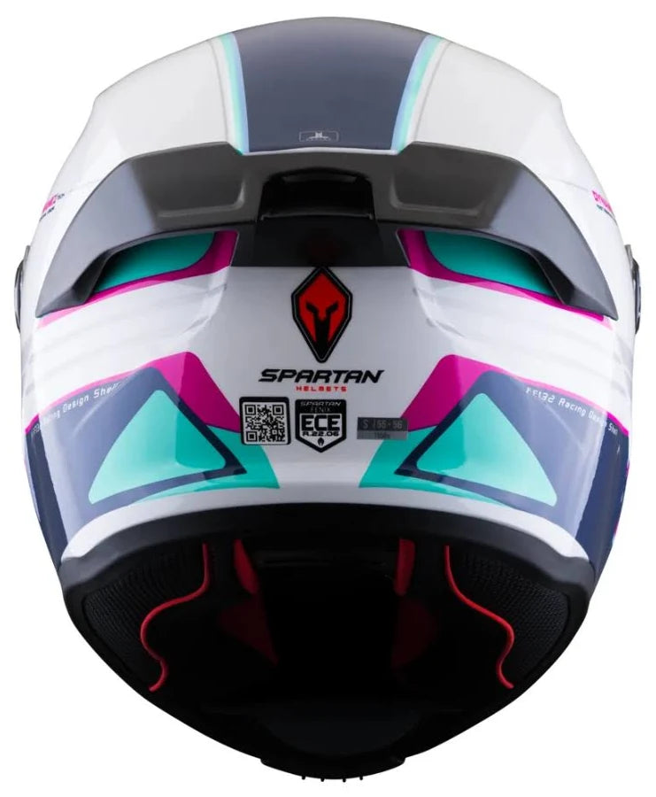 Casco Spartan Fenix Slab Blanco Fucsia