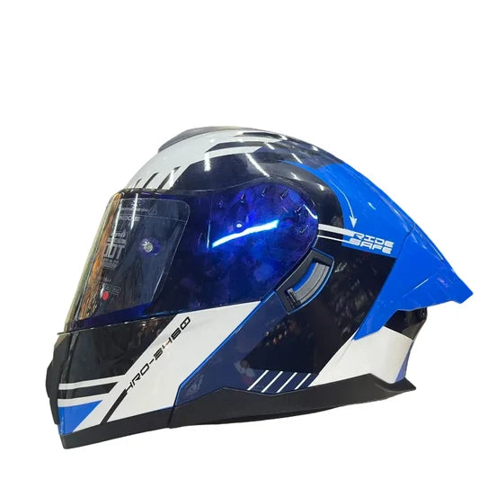 CASCO ABATIBLE HRO 3480 Azul con blanco brillo