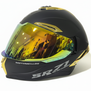Casco Integral MM 668 Solid Negro Dorado Visor Dorado