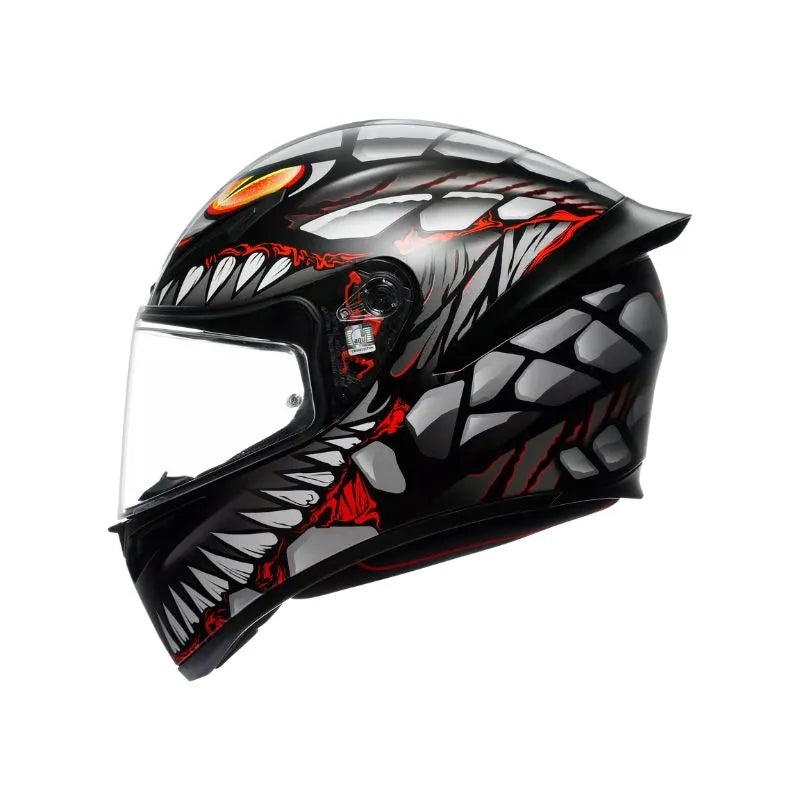 AGV K1 S Lyzard en color negro, gris y rojo mate.