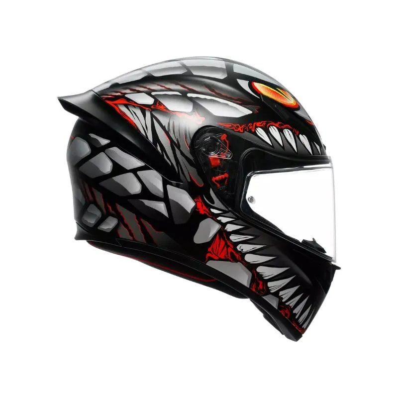 AGV K1 S Lyzard en color negro, gris y rojo mate.