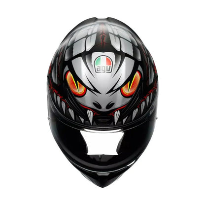 AGV K1 S Lyzard en color negro, gris y rojo mate.