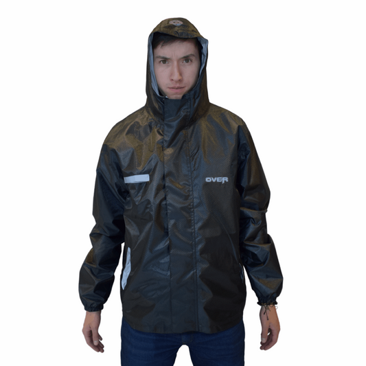 Chaqueta Impermeable Doble Faz Reflectiva Over 100% Verde - Over Racing