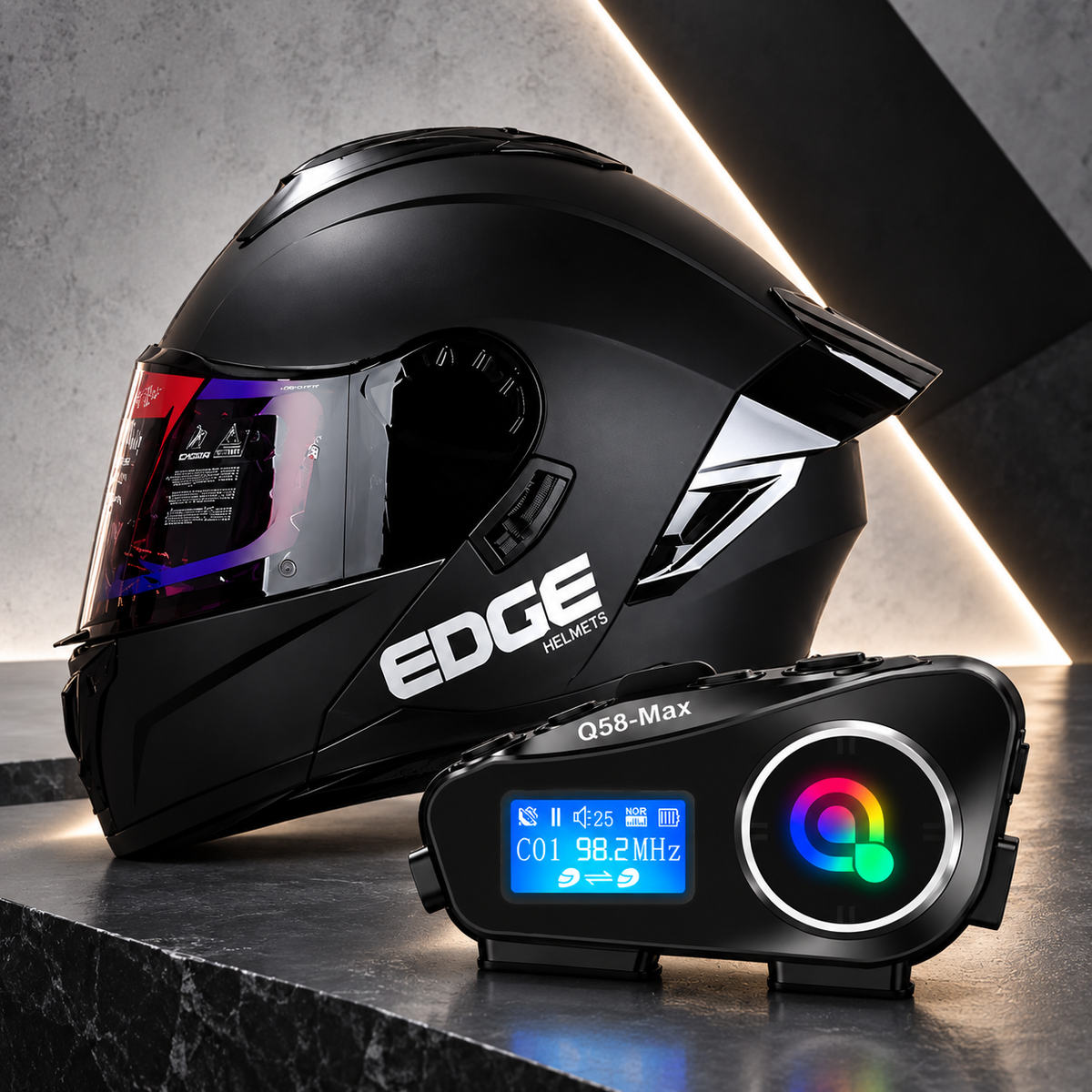 Casco Edge Eg 28 negro mate + Negro Mate