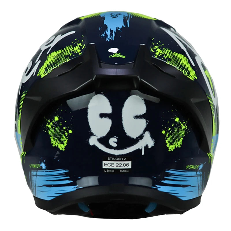 Casco Mt Stinger 2 Rocket C3 Negro Azul Amarillo Fluorescente