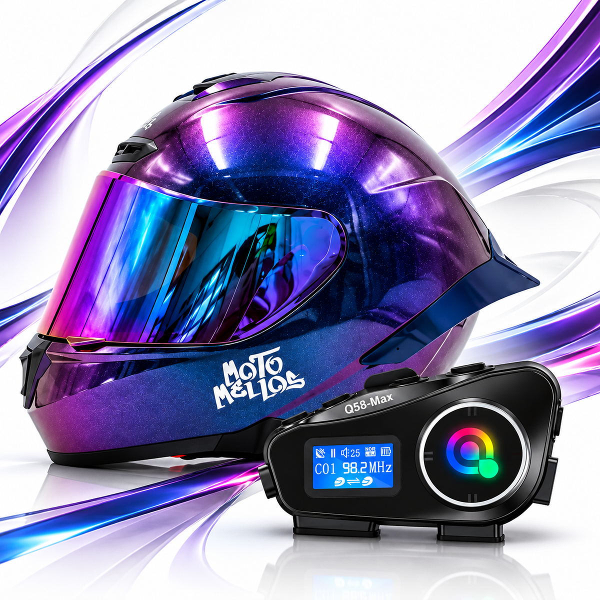 Casco motomellos k7 + Intercomunicador