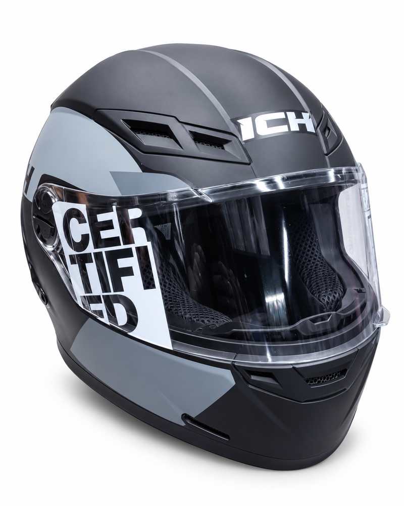 Casco ICH 501 Negro con Gris mate