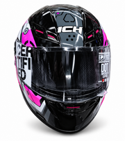 Casco ICH 501 Negro con Rosado