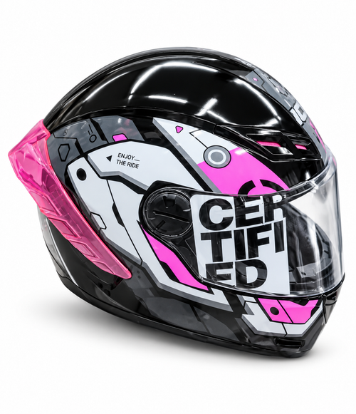Casco ICH 501 Negro con Rosado