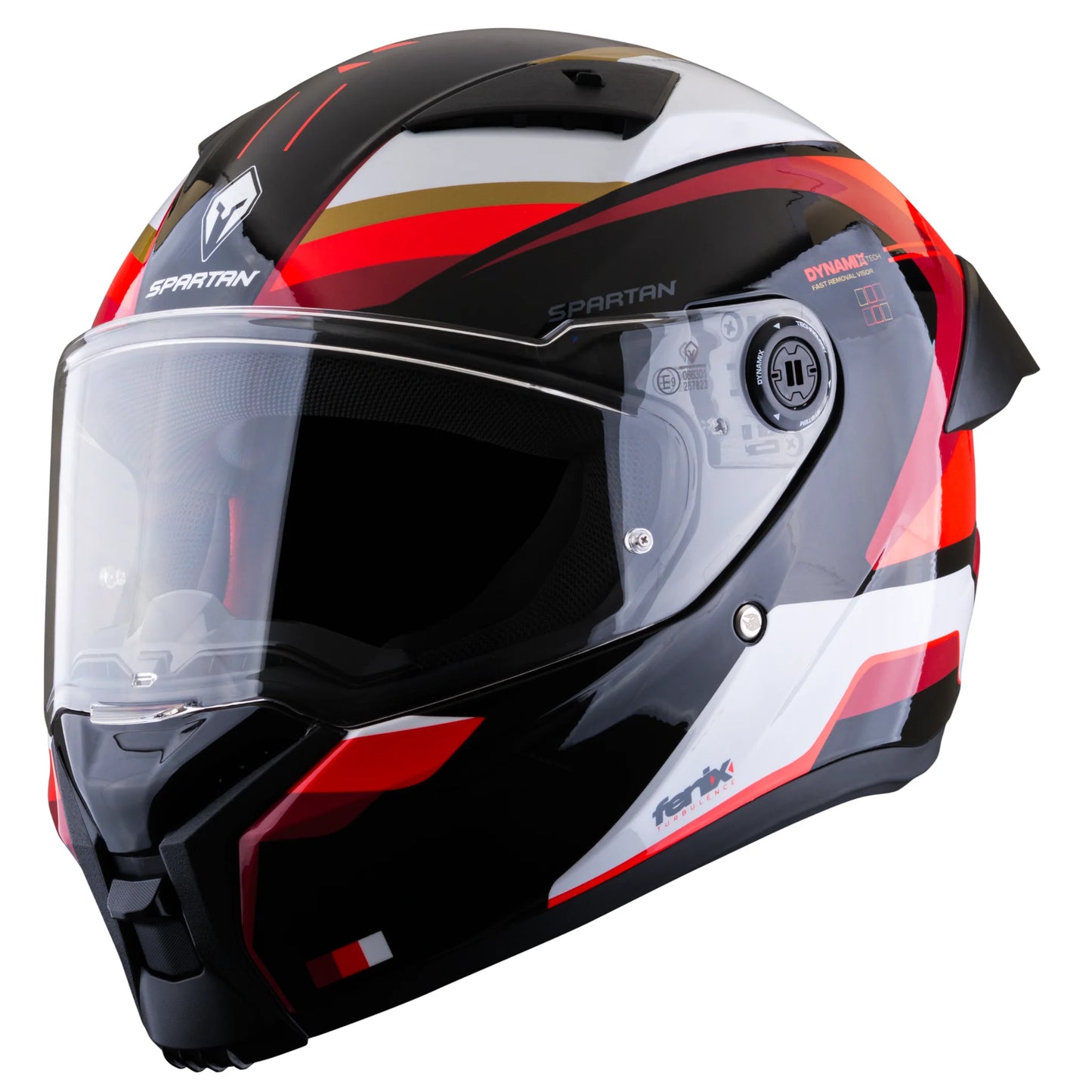 Casco Spartan Fenix Slab Blanco Con Negro Y Rojo