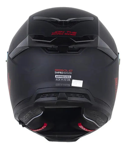 Casco Integral Shaft Pro 615 Dv Solid Certificado Color Negro Mate Con Rojo