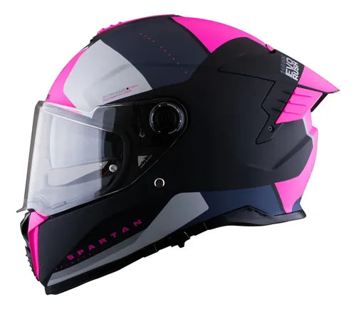 Casco Spartan HAWK SV Negro mate con rosado