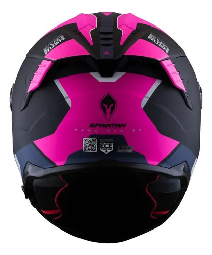 Casco Spartan HAWK SV Negro mate con rosado