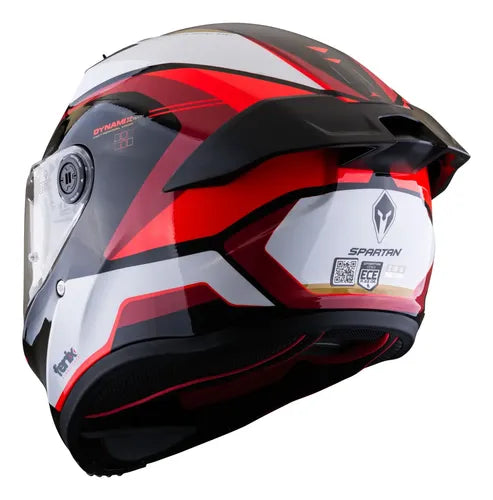 Casco Spartan Fenix Slab Blanco Con Negro Y Rojo