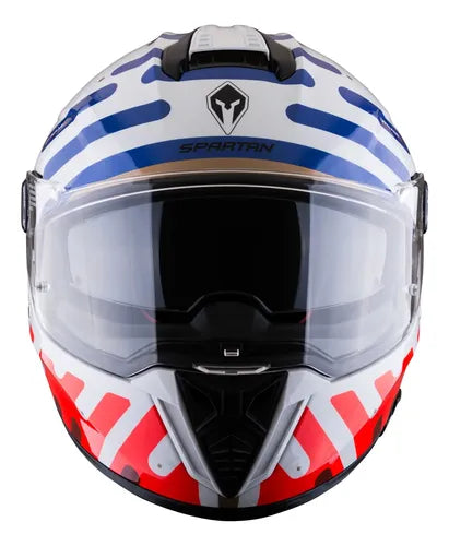 Casco Spartan HAWK SV Blanco Brillo con azul
