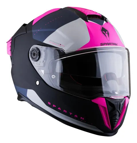Casco Spartan HAWK SV Negro mate con rosado