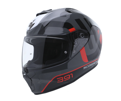 SCORPION EXO 391 AROK GRIS ROJO NEGRO BRILLO