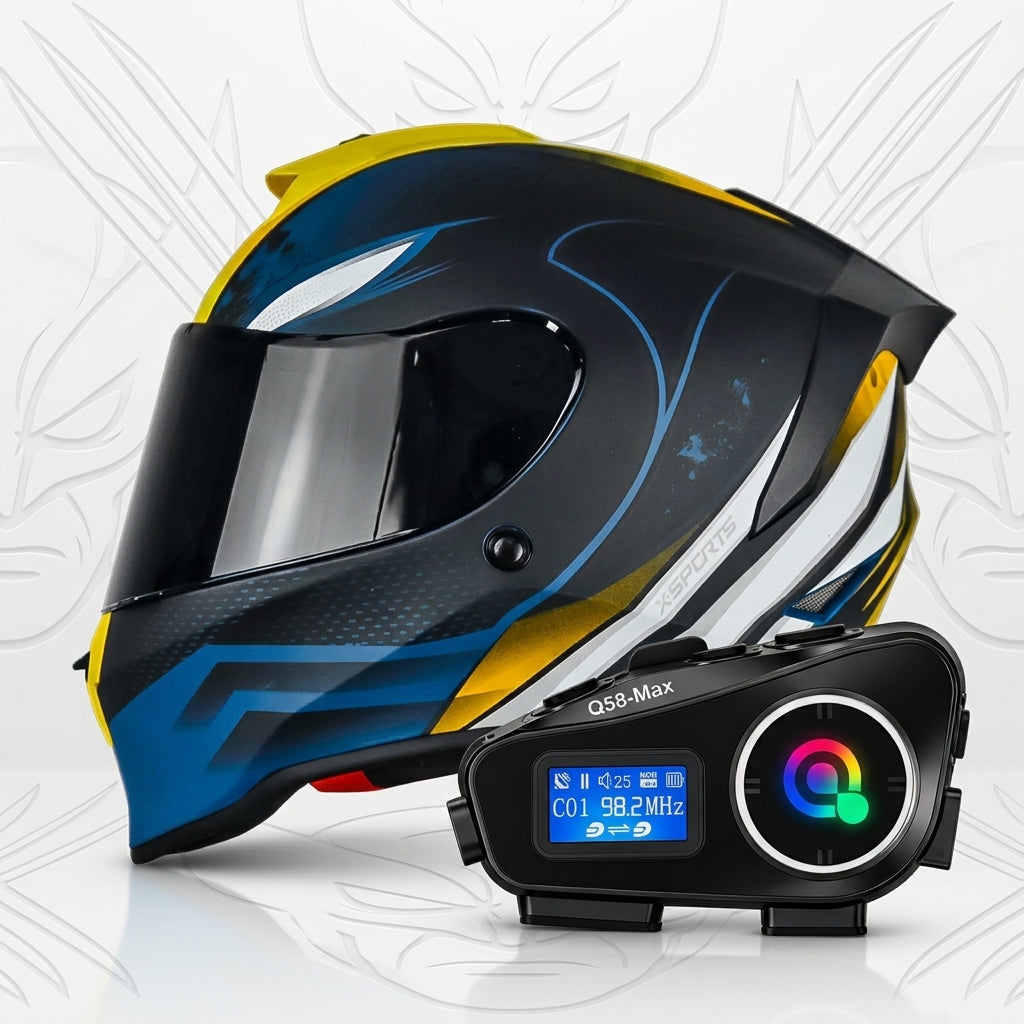 Casco x-sports v151 Wolwerine + Intercomunicador v151