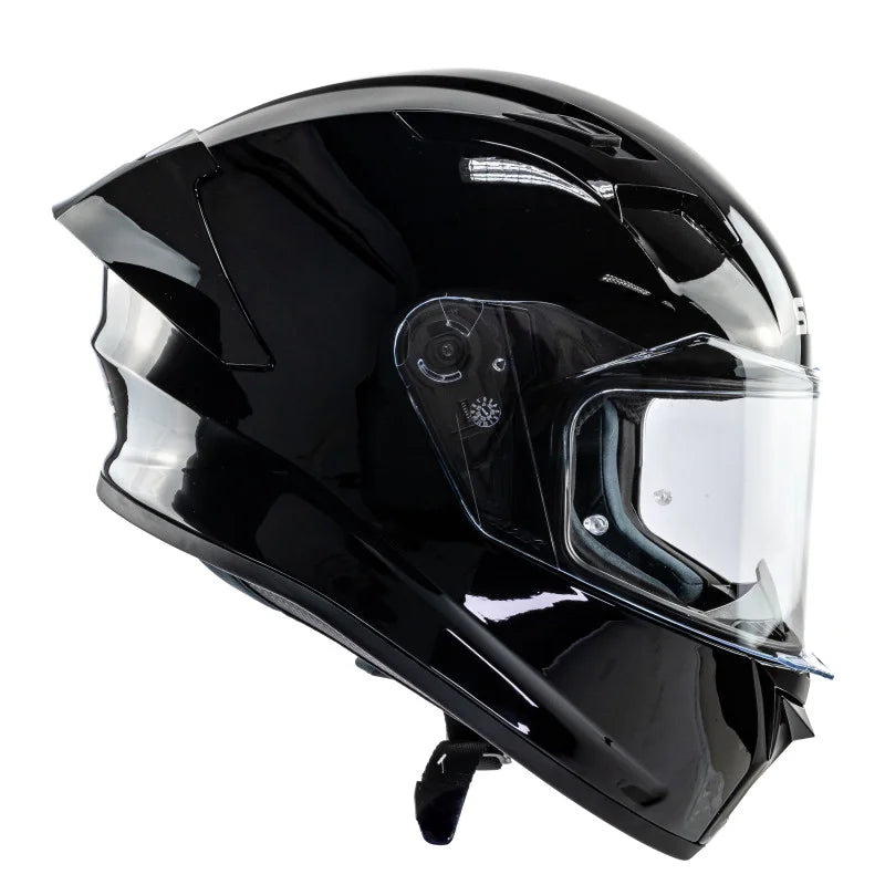 Casco Integral SMK Stellar Negro Brillo + Lámina Antiempañante Adhesiva