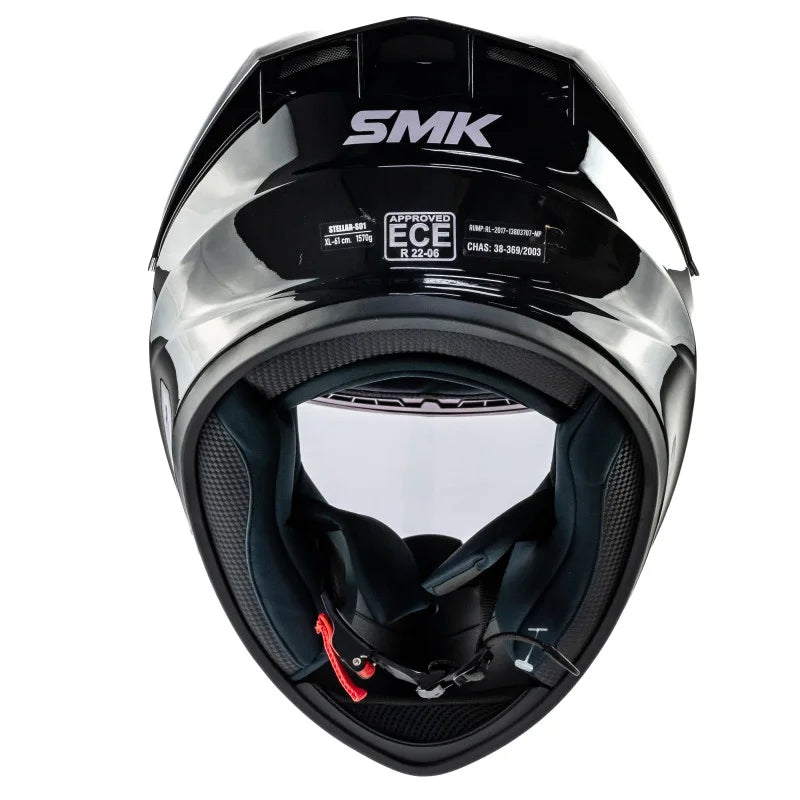 Casco Integral SMK Stellar Negro Brillo + Lámina Antiempañante Adhesiva