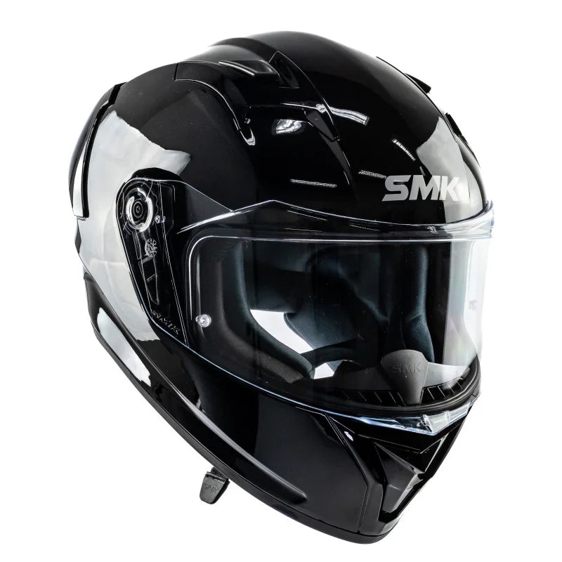 Casco Integral SMK Stellar Negro Brillo + Lámina Antiempañante Adhesiva
