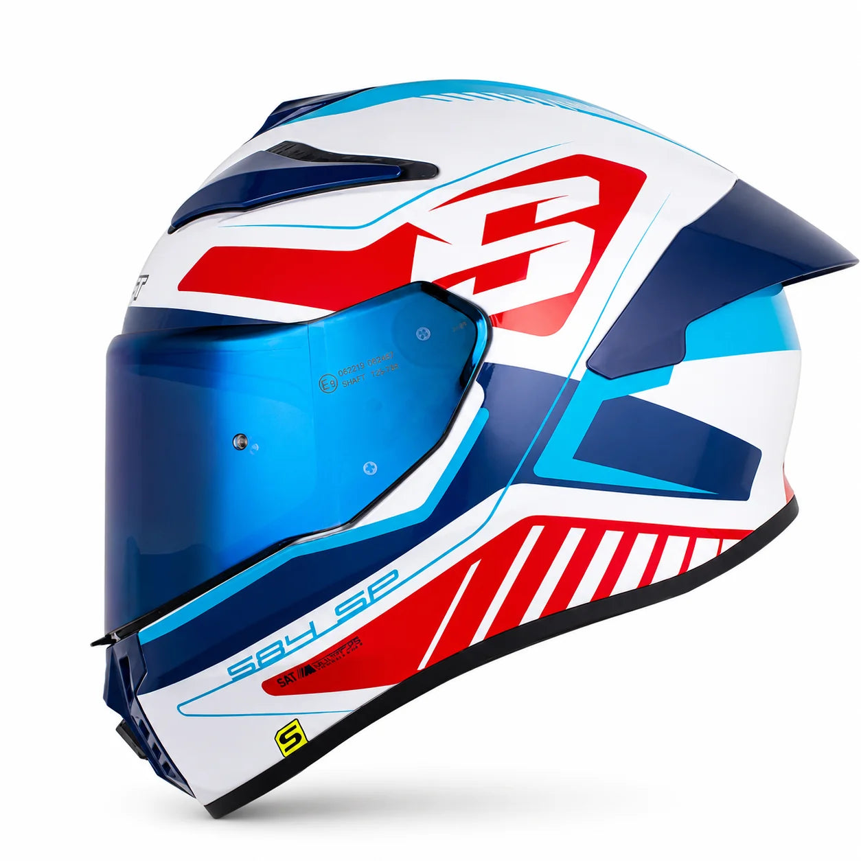 CASCO SHAFT 584 BLANCO CON ROJO Y AZUL