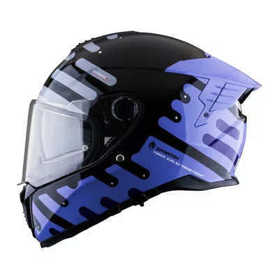 Casco Spartan HAWK SV Negro Brillo con morado