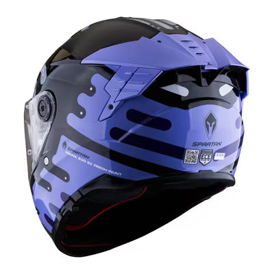Casco Spartan HAWK SV Negro Brillo con morado