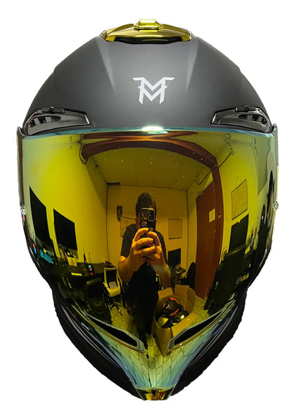 Moto Mellos Casco Integral Mm 667 Solid Dorado Visor Iridium