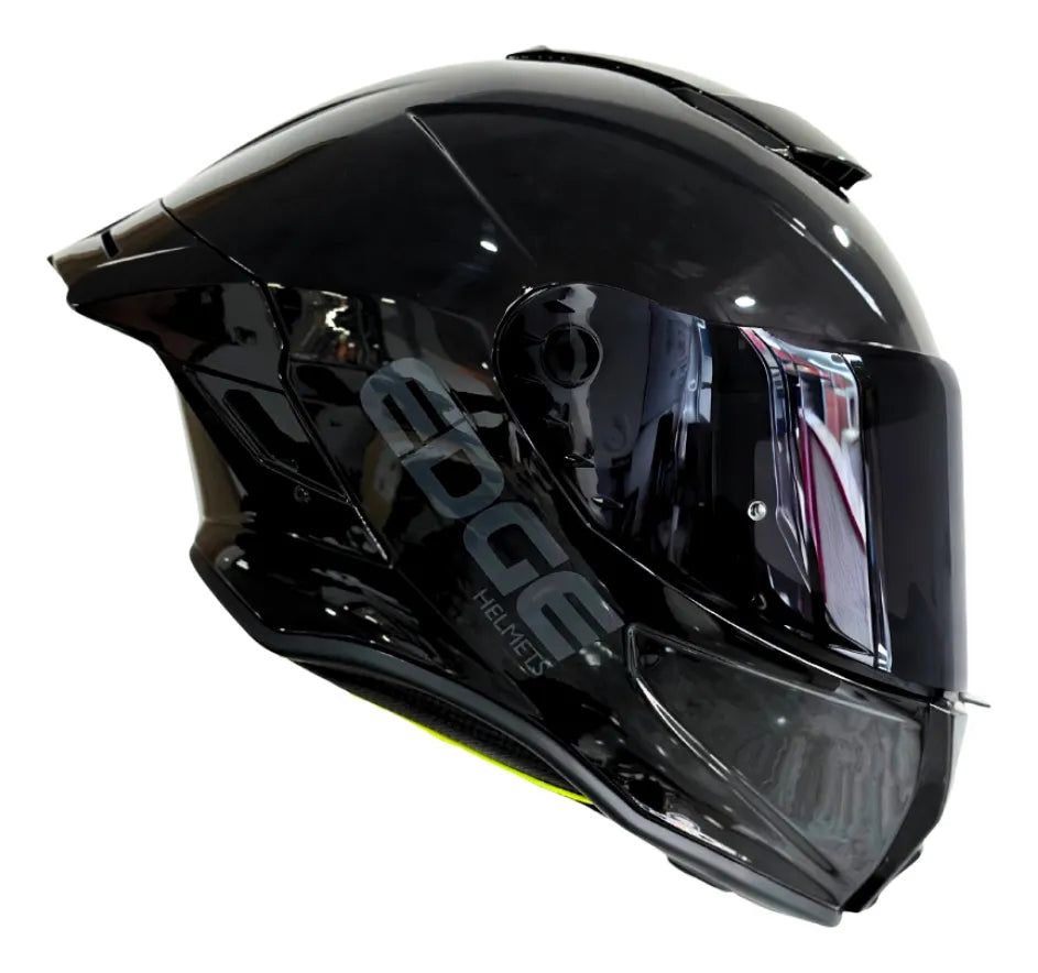 Casco Edge Shanghai Solido Negro Brillante