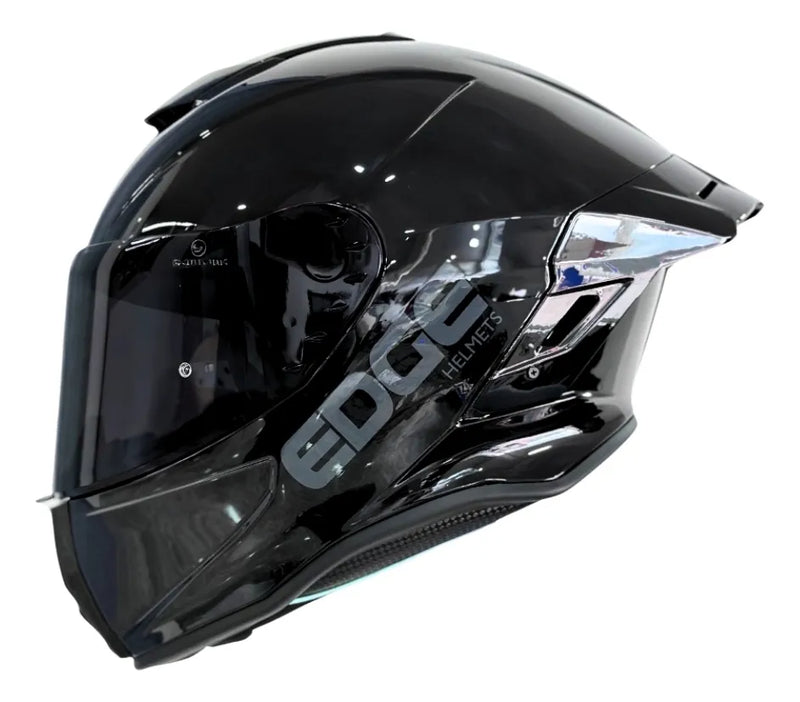 Casco Edge Shanghai Solido Negro Brillante