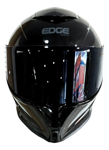 Casco Edge Shanghai Solido Negro Brillante