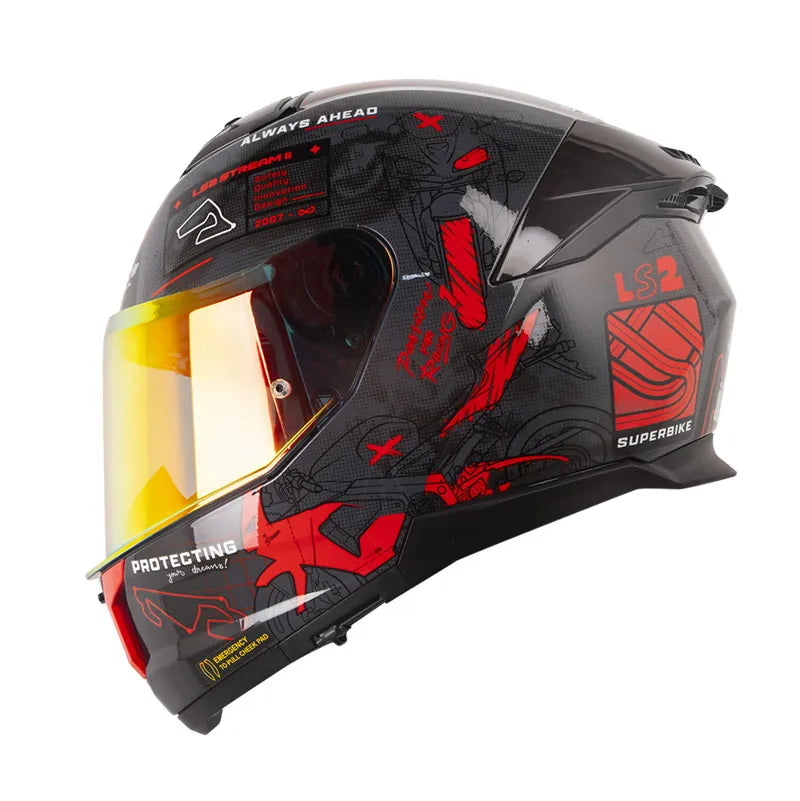 CASCO LS2 FF-808 GRIS STREAM 2 Rojo