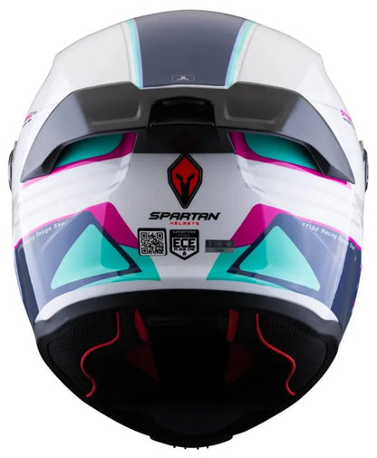 Casco Spartan Fenix Slab Blanco Fucsia