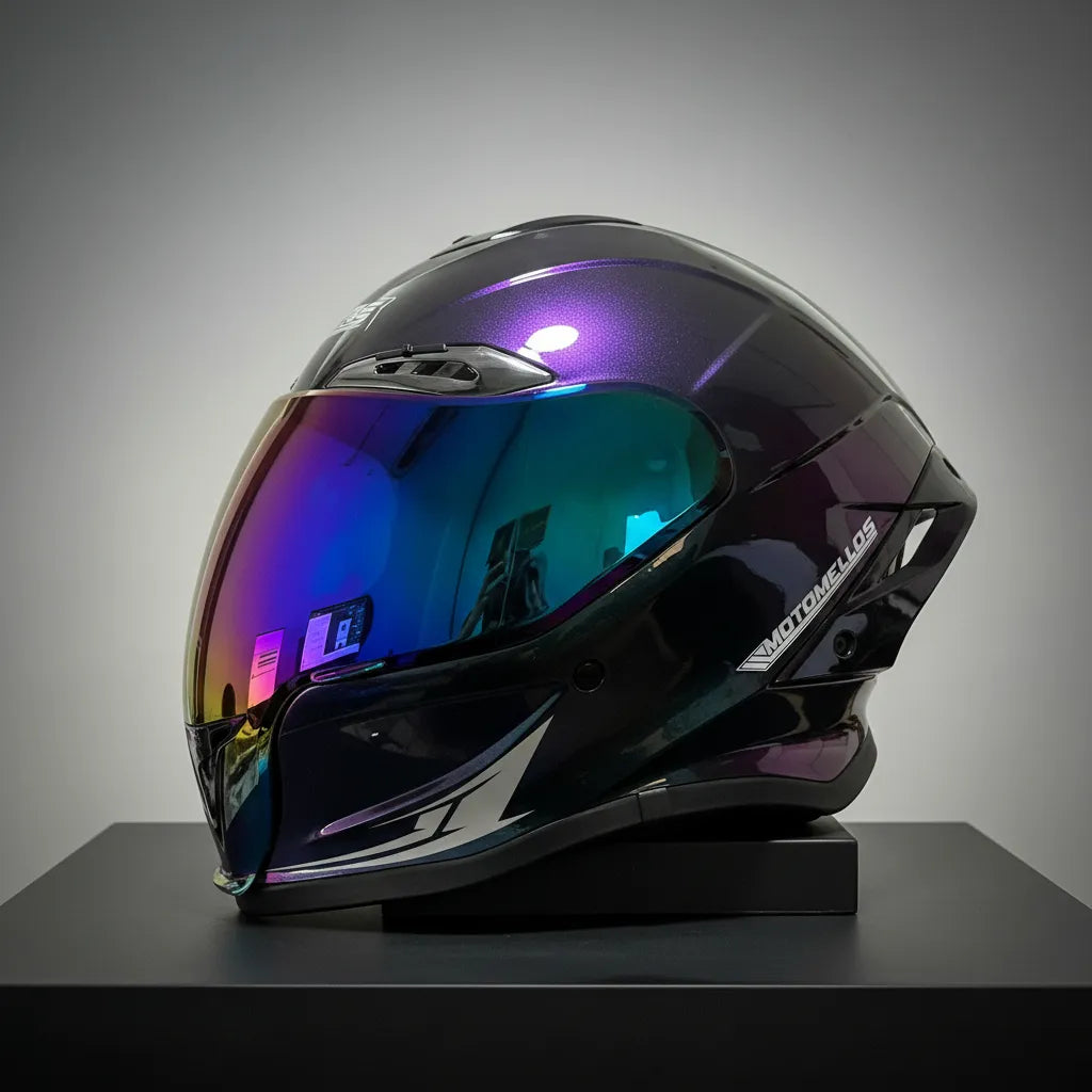 Moto Mellos Casco Integral Mm 667 Solid Camaleon Visor Iridium