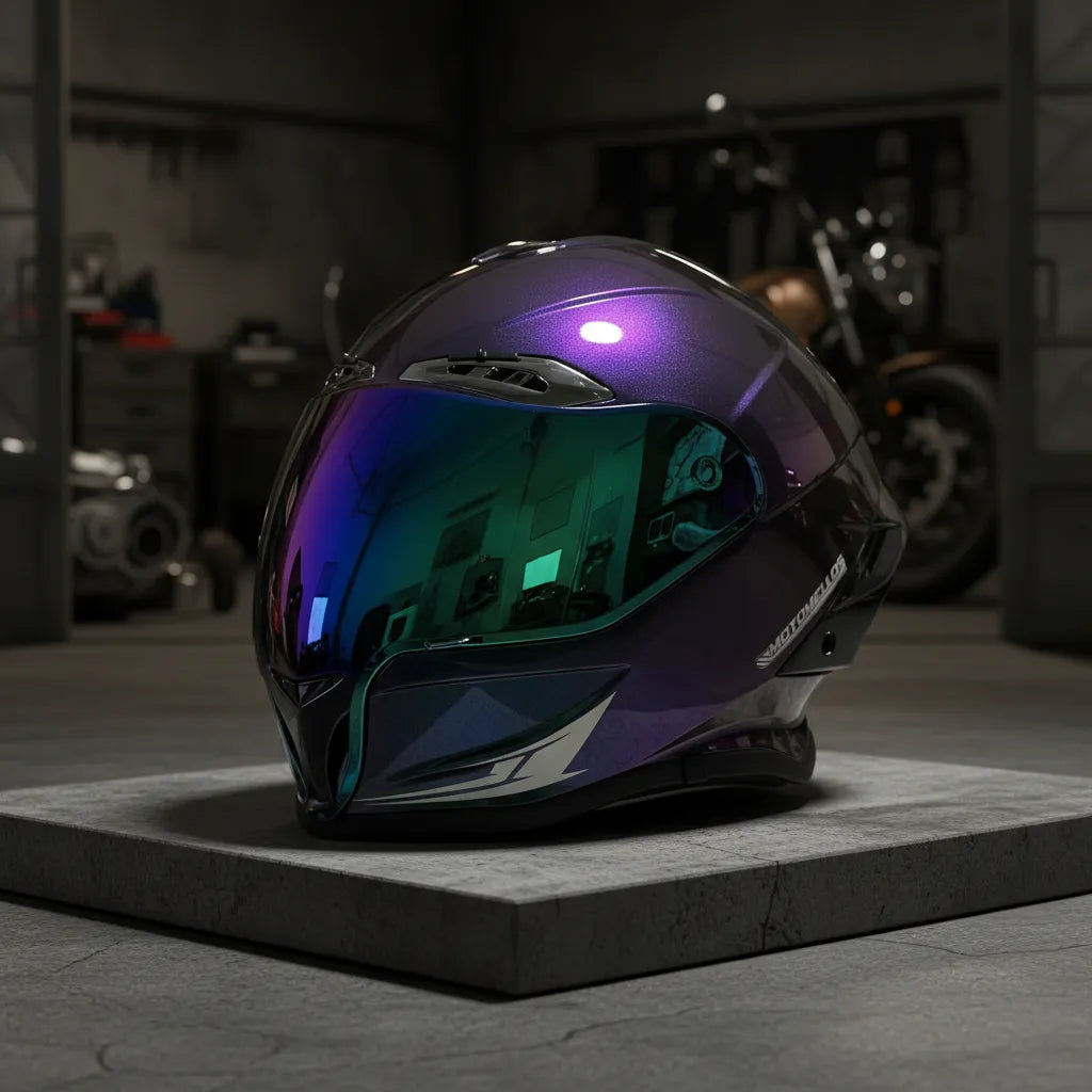 Moto Mellos Casco Integral Mm 667 Solid Camaleon Visor Iridium