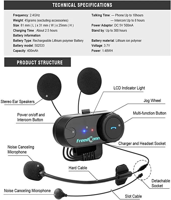 Tcom Vb Auriculares Bluetooth Para Casco De Motocicleta - BSA MOTOS